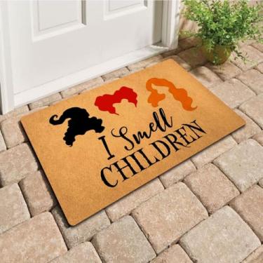 Imagem de FXGZ HAO Tapete de boas-vindas com traseira de borracha (45,7 x 76 cm) Tapete de porta infantil com cheiro de Hocus Pocus, capacho engraçado para entrada, tapetes de decoração de casa para tapete de