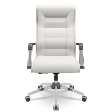 Imagem de Cadeira De Escritório Giratória Presidente Base Cromada Kirk P03 Facto Branco - Lyam Decor
