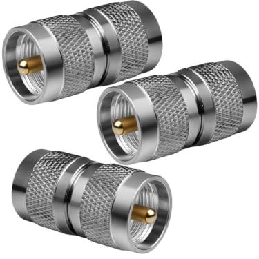 Imagem de Conector coaxial UHF PL259 macho para macho, 3 peças RF PL-259 de baixa perda plugue adaptador macho para antena de rádio amador CB, cabo coaxial, medidor SWR, LMR, LAN, sistema CCTV