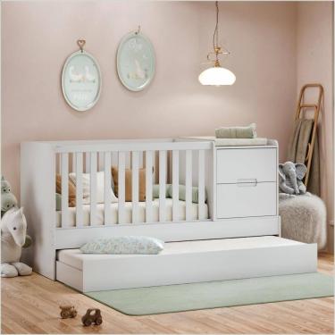 Imagem de Berço Laqueado 100% MDF Formare C/ Gavetas e Nicho Branco Soft 61081 Matic Moveis