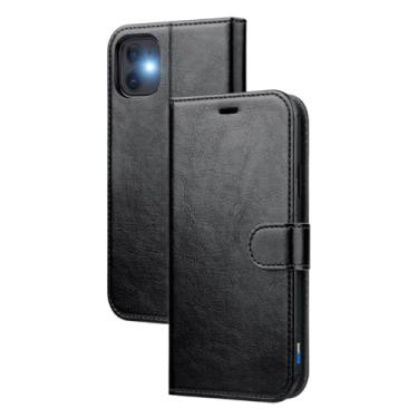 Imagem de Capa Carteira Flip Cover Preta para iPhone, Fecho Magnético, Suporte para Cartão, Proteção Total, Capinha Anti Impacto (iPhone 12)