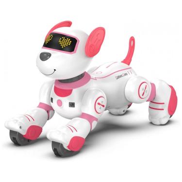 Imagem de Cachorro Robô Interativo e Programável com Controle Remoto para Crianças de 3 a 8 Anos, SONOMO, Rosa e Branco