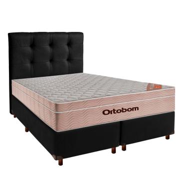 Imagem de Cama Box + Colchão Queen Ortobom Molas Ensacadas Airtech + Cabeceira Estofada