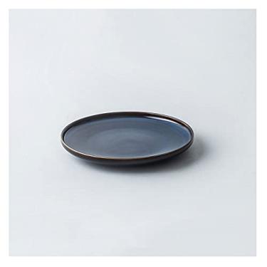 Imagem de Prato de serviço pratos de jantar de cerâmica pratos redondos de porcelana para salada de bife de macarrão. Pratos de servir de restaurante para jantar em família (25 cm, preto) pratos (cor: C