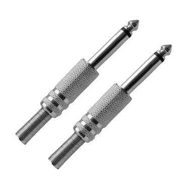 Imagem de Kit 2 Plug P10 Macho Estéreo Cromado Mola Simples Mxt