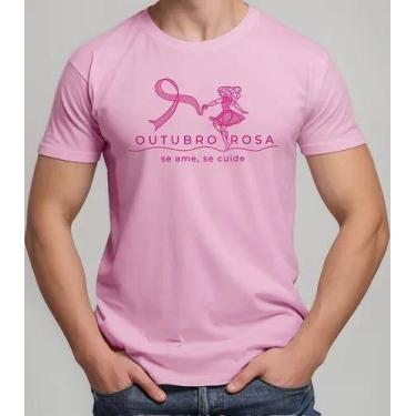 Imagem de Camiseta Camisa Feminina Masculina Algodão Campanha Outubro Rosa Preve