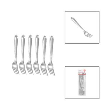 Imagem de Kit 6 Garfos De Mesa Aço Inox Jogo Talheres - UnyHome