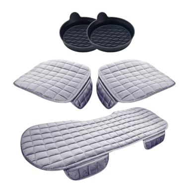 Imagem de Kit Automotivo Confort, 5 Peças com Capas de Banco em Suede, Dianteiro e Traseiro, Tapete em Silicone para Porta Copos (Cinza)