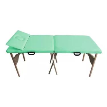 Imagem de Maca Madeira Portátil Cabeceira Respiro 200kg 65cm Largura Dobrável(Verde-claro)