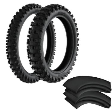 Imagem de Kit Pneus Crf 230 Ttr 230 100/100-18 + 80/100-21 RS47 + Camaras 4mm Reforçadas Rinaldi