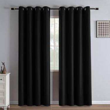 Imagem de Cortinas blackout de 203 cm de comprimento para quarto, sala de estar, cortinas blackout para sala de jantar de cinema, cortinas de escurecimento térmico com ilhós, conjunto de 2 painéis para janela