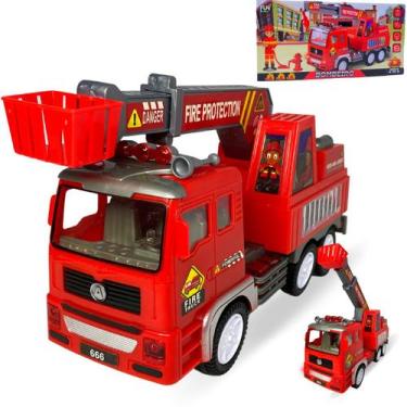 Imagem de Caminhão De Bombeiro Brinquedo Realista C Som Luz Bate Volta - Europio