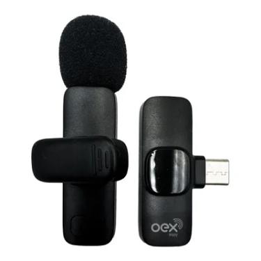 Imagem de Microfone Lapela Sem Fio Tipo C Preto Mk306 Oex