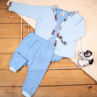 Imagem de Kit 4 Peças Suedine Roupa De Bebe Enxoval Saída Maternidade com Sapati