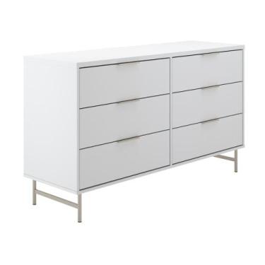 Imagem de Cômoda 6 Gavetas Yves 135 cm Rack Sala de Estar - PROVINCIA, Branco Fo