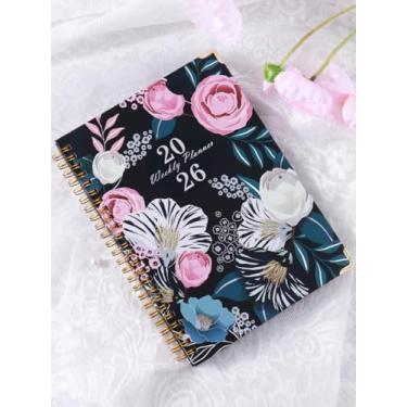 Imagem de Agenda acadêmica de janeiro de 2026 a dezembro de 2026, livro de planejamento de agenda semanal e mensal, A5 (15 x 20 cm), caderno de calendário diário com abas, organizador de escola universitária