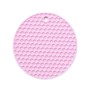 Imagem de Descanso de Panela em Silicone Multicolorido, Antiderrapante, Resistente ao Calor, Base Protetora para Mesa com Textura em Colmeia (Rosa)