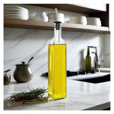 Imagem de Garrafa dispensadora de azeite de oliva para cozinha, dispensador de azeite de oliva de vidro de 500 ml e dispensador de vinagre, 1 peça transparente