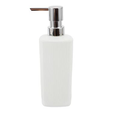 Imagem de Dispensador de sabonete Classic Vertical Lines para hotel 350 ml prateado branco 1 peça