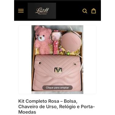Imagem de Kit Elegante de Presente com Bolsa, Carteira e Relógio, Conjunto Feminino em Rose, 3 Peças em Caixa Decorativa Rose
