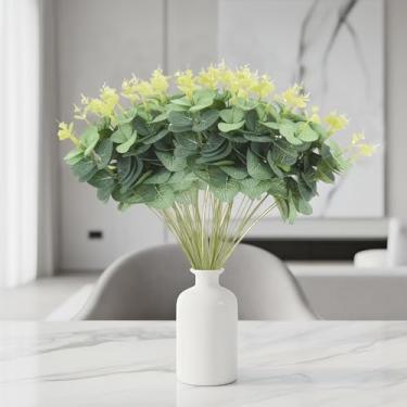Imagem de 40 peças de caule artificial de eucalipto folhas verdes falsas para arranjos florais de casamento, decoração de casa