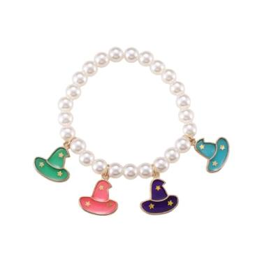 Imagem de Pulseiras femininas elásticas ajustáveis com chapéu de abóbora, presentes de festa de Halloween, One Size, Liga de aço, Sem Pedra Preciosa