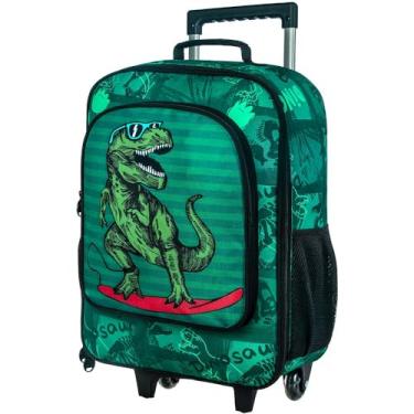 Imagem de AGSDON Mala de viagem infantil com rodas, mochila compacta com rodinhas para meninos e meninas, dinossauro verde 03, 18 inch (Pack of 1)