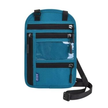 Imagem de Porta-passaporte para viagem, carteira de pescoço com bloqueio RFID, bolsa de armazenamento de documentos de viagem, Azul 1, Carteira de pescoço para viagem, porta-passaporte, organizador de pescoço
