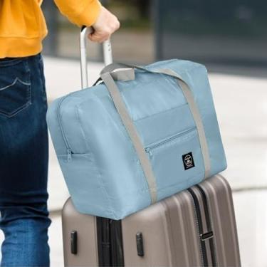 Imagem de Bolsa de viagem grande – Bolsa esportiva impermeável com vários compartimentos, bolsa de viagem de fitness, bolsa de treino para academia, Azul e verde, Sacola premium para academia