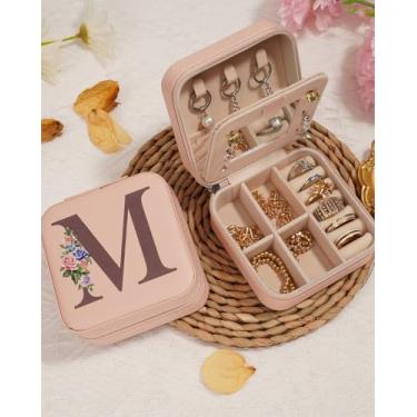 Imagem de Organizador de joias de viagem com espelho | Caixa de joias portátil pequena | Presentes de aniversário e Natal para mulheres | Suporte de armazenamento de joias para anel e organizador de colar