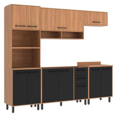 Imagem de Cozinha Completa Modulada 5 Peças Com Gabinete Para Pia Havana Multimóveis Cr20317 Rovere/grafite