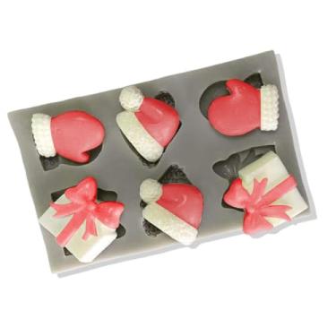 Imagem de 1 pç moldes de silicone de chapéu de Natal para formas de bolo de chocolate, bandeja de biscoitos, moldes de doces de chocolate feitos à mão, luvas de presente de Natal, forma de festa, férias, vela