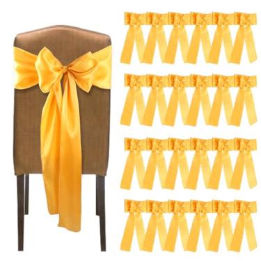 Imagem de 25 faixas de cetim para cadeira, faixas elegantes com laço nas costas, laços decorativos para cadeira, laços, laços minimalistas, faixas para cadeiras lisas para banquete, evento, festa, casamento