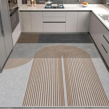 Imagem de Tapetes de estilo minimalista para sala de estar, cozinha, tapete de chão, área grande, varanda, tapete de couro de PVC para casa (100x200 cm/B)