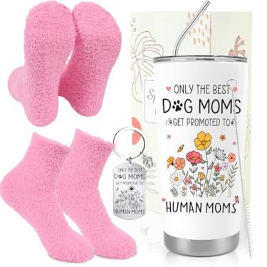 Imagem de Keluna Presentes de gravidez para a nova mamãe - 3 peças presentes engraçados para mãe de cachorro, copo de 590 ml, meias, chaveiro, primeira vez, mamãe, mamãe grávida, Natal, chá de bebê, presentes