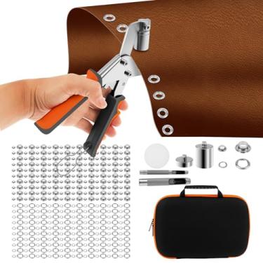 Imagem de Kit de ferramentas resistentes com ilhós, kit de alicates de ilhós, portátil, alicates, ilhós, conjunto de prensa manual com 200 ilhós, para cinto de couro, lona de tecido