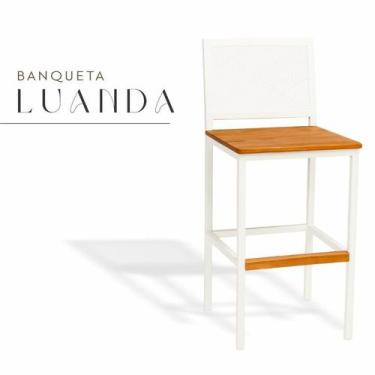 Imagem de Banqueta Luanda Branco Assento Madeira Demolição - Madeiled