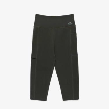 Imagem de Calça Lacoste legging esportiva Modelagem curta, M, Verde escuro
