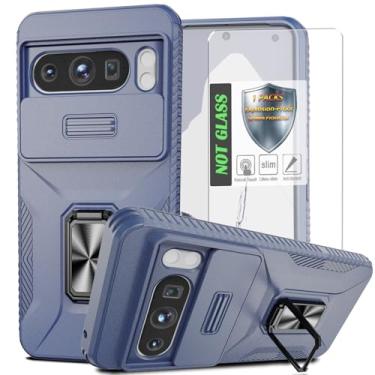 Imagem de Capa para Pixel 8 Pro, com capa de lente de câmera deslizante, protetor de tela HD, suporte de anel giratório de 360°, capa protetora à prova de choque de grau militar AYMECL para Google Pixel 8 Pro