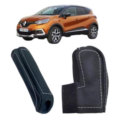 Imagem de Capas Couro Legitimo Proteção E Acabamento Câmbio Manual E Freio De Mão Compatível Com Captur 2017 Á 2022 (PRETO - COSTURA PRATA)