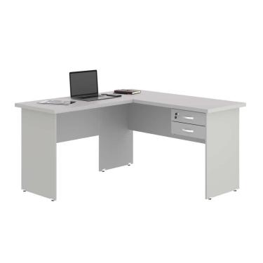 Imagem de Escrivaninha Em L Com 02 Gavetas Chair Cinza