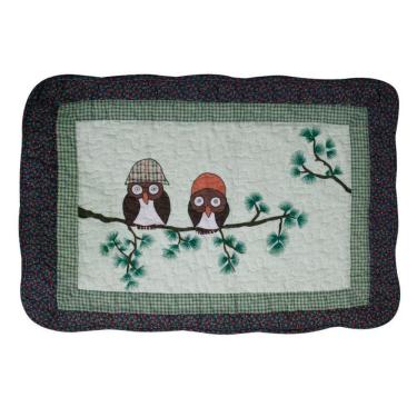 Imagem de Tapete Patchwork De Corujinha 100% Algodão 61x42 Cm