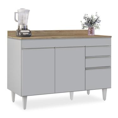 Imagem de Balcão De Cozinha Para Pia 120cm Com Tampo Michigan Cinza Claro-castanho - Lumil