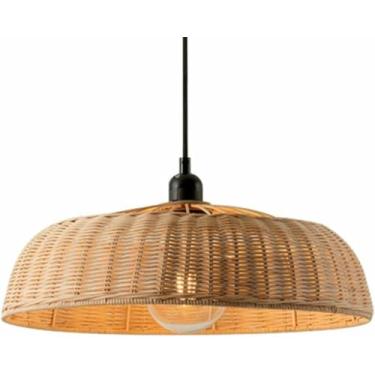 Imagem de WLHAZMWY Luminária pendente 157 foyer luz boho rattan grande moderno vime rústico vime rattan luminárias pingente de cesta tecida à mão lâmpada pendurada (50 cm)