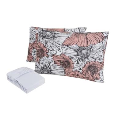 Imagem de Jogo de Cama 03 Peças com Lençol Queen com Elástico em Malha Algodão