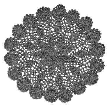 Imagem de SUNONE11HKA Porta-copos de flores de renda de 28 cm de crochê, toalha de mesa lavável para cozinha, decoração redonda, decoração floral (1, cinza escuro)