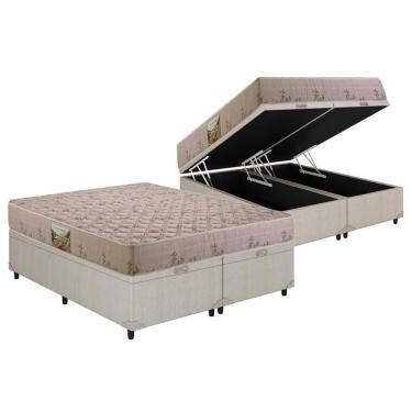 Imagem de Conjunto Box Baú Queen: Colchão Espuma Herval D33 Cannes Double Face + Base Crc Courano Clean(158x198)