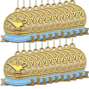 Imagem de Loetere 20 medalhas de excelência acadêmica a granel medalhas de ouro de leitura de 6 cm com fitas de pescoço Troféu de metal Prêmio presentes para festas de competições de amantes de livros adultos