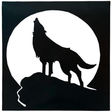Imagem de Quadro Lobo Uivando Em Ferro Com Pintura Eletrostática Selvagem