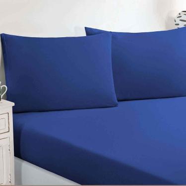 Imagem de Jogo De Cama Malha Lençol 100% Algodão Gran Moratta 3 Peças Casal - Azul Royal